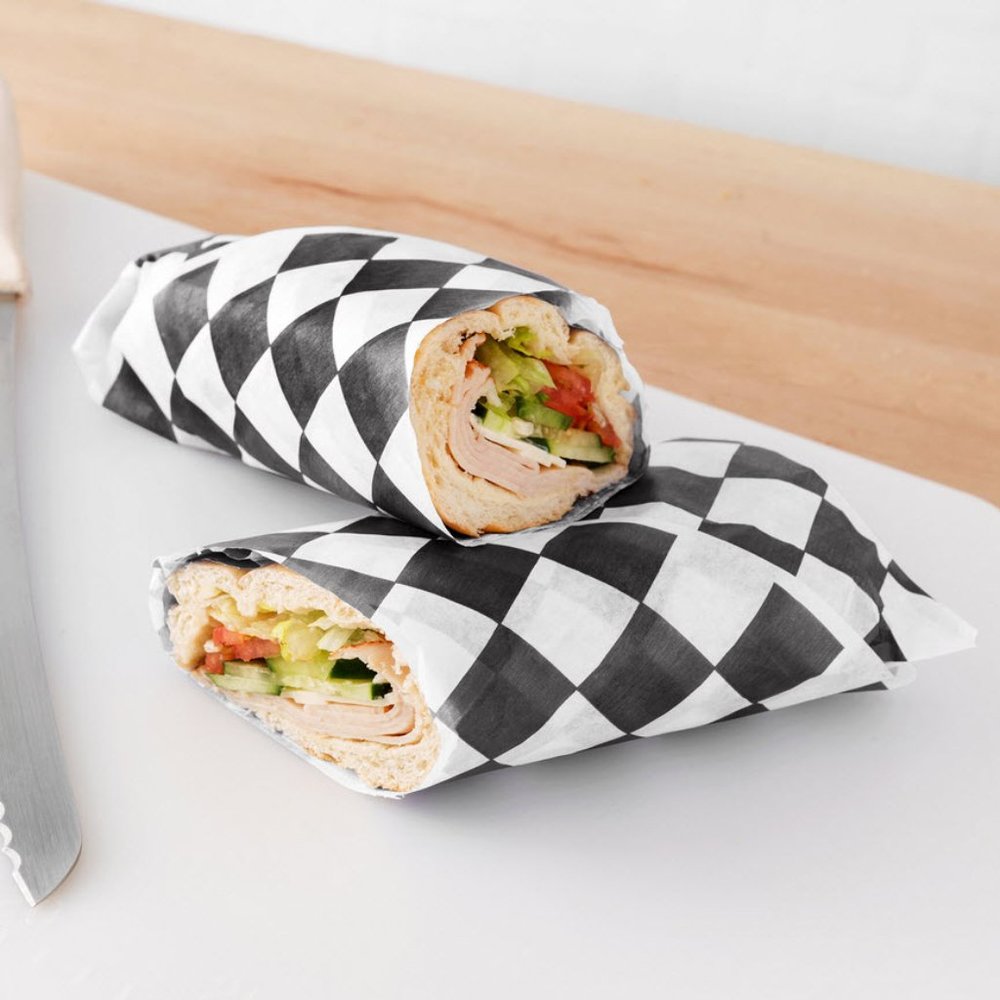 Black & white checkered deli paper wrappers - Picture 4 of 8